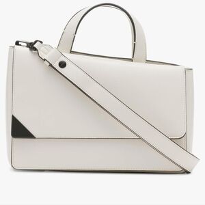 NWT Calvin Klein Basalt Flap Top Handle Satchel Color white